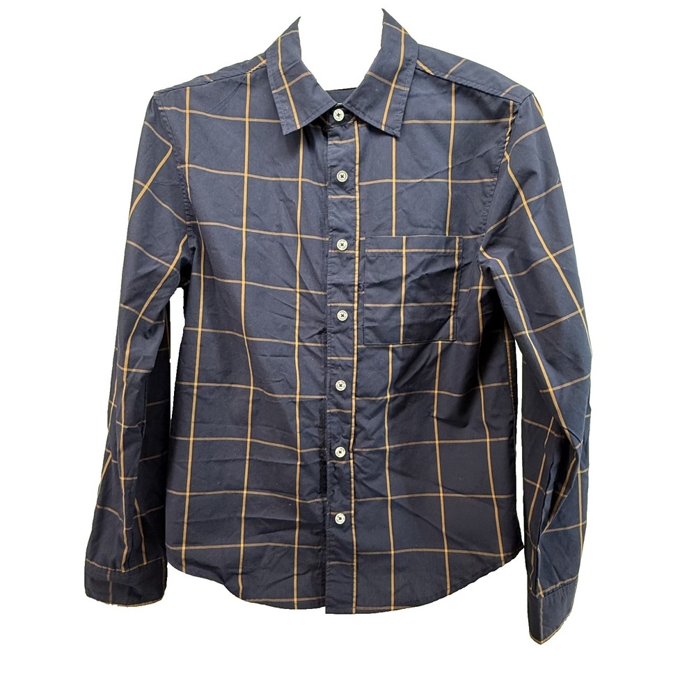 Silverts Adaptive‎ Shirt Men Small Magnetic Buttons Navy Windowpane SV40000